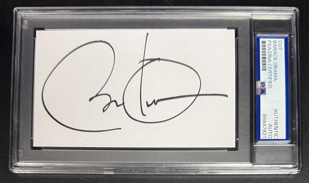 President Barack Obama Signed Autograph PSA/DNA Slab Encapsulated Cut Card Rare