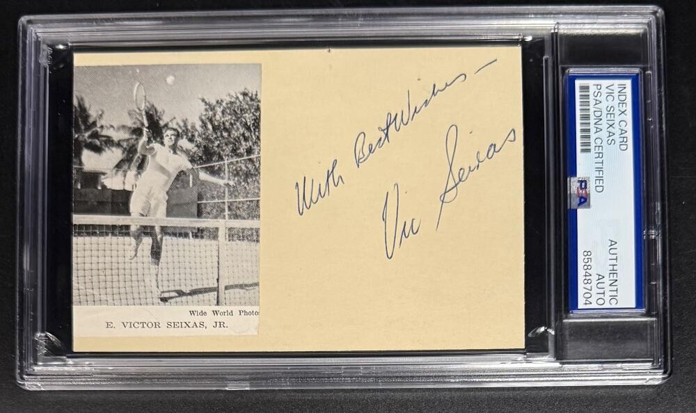 Vic Seixas Signed Autograph PSA/DNA Slabbed 3x5 Custom Index Card - Tennis Icon