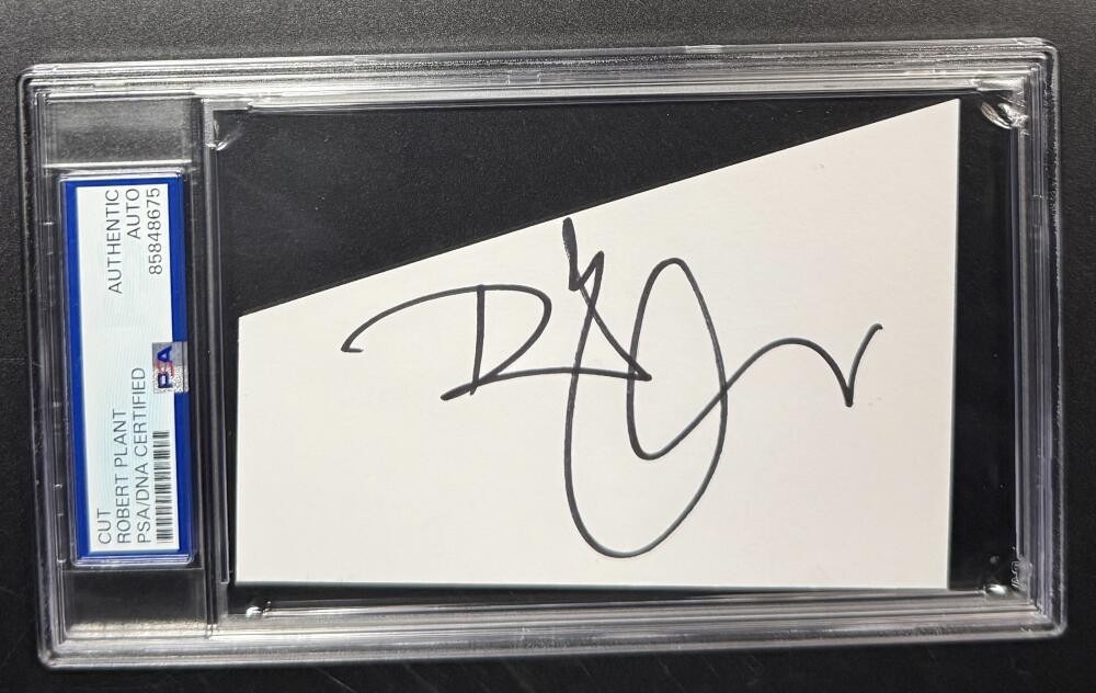 Robert Plant Led Zeppelin Signed Autograph PSA/DNA COA Slabbed Cut Note Card