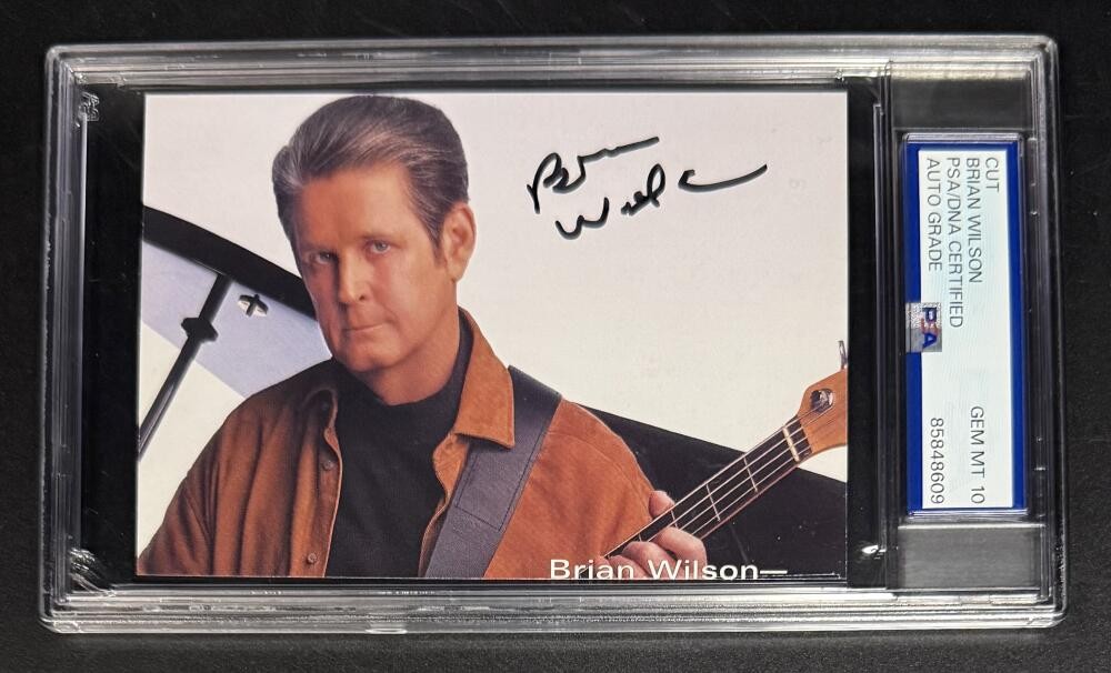 Brian Wilson Signed Autograph PSA/DNA Slab Gem Mint 10 Beach Boys Cut Card COA