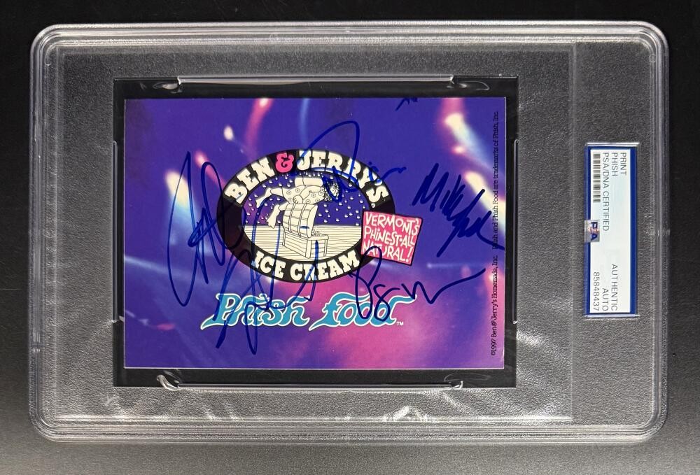 Phish Full Band Signed Autograph PSA/DNA Slabbed Ben & Jerry's Phish Food Print