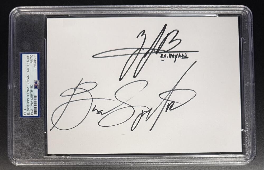 Bruce Springsteen & Zach Bryan Signed Autograph PSA/DNA Slab Rare Dual Cut A