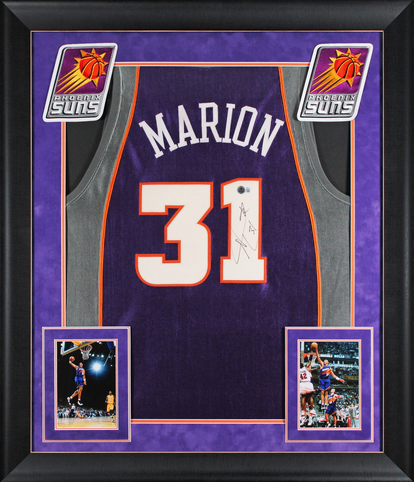 Suns Shawn Marion Authentic Signed Purple Nike Framed Jersey BAS #BW88732
