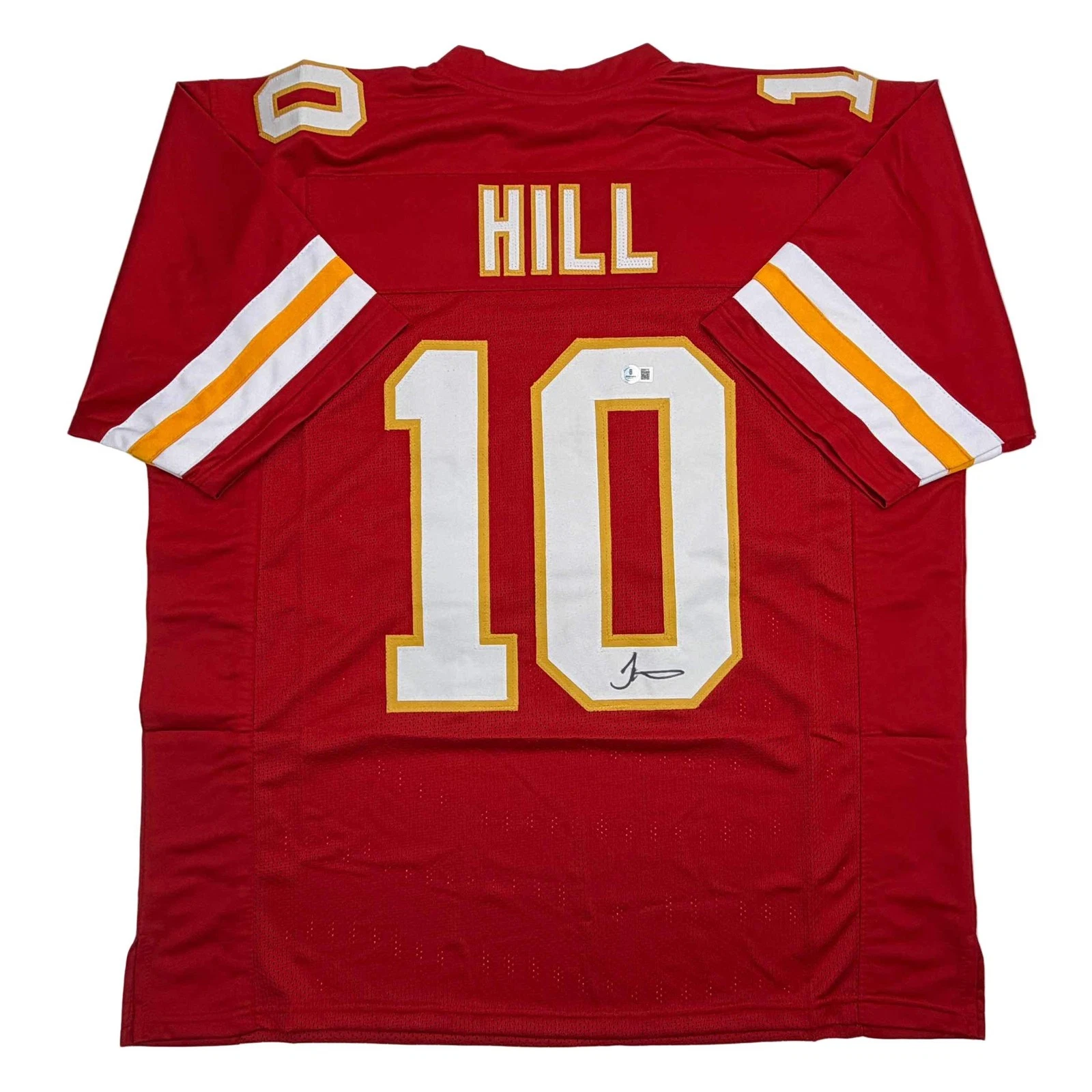 Autographed/Signed TYREEK HILL Kansas City Red Football Jersey JSA COA Auto