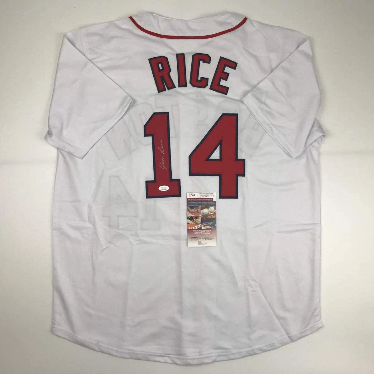 Autographed/Signed JIM RICE Boston White Baseball Jersey JSA COA Auto
