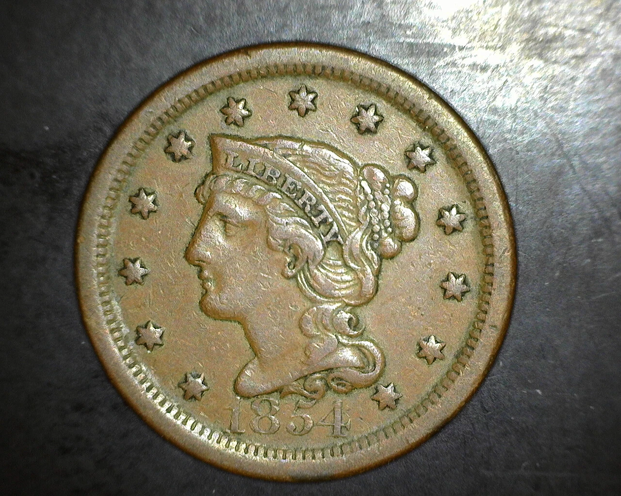 1854 Large Cent XF+