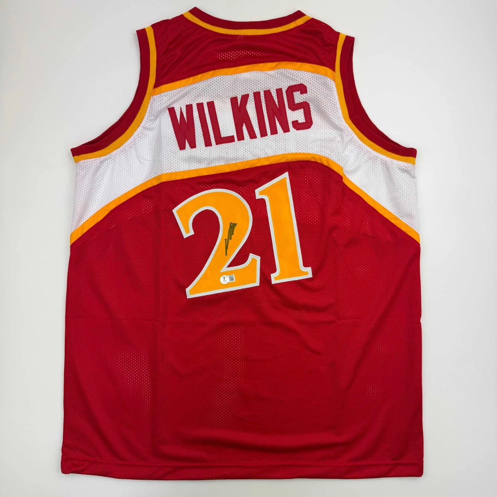 Autographed/Signed DOMINIQUE WILKINS Atlanta Red Basketball Jersey PSA/DNA COA