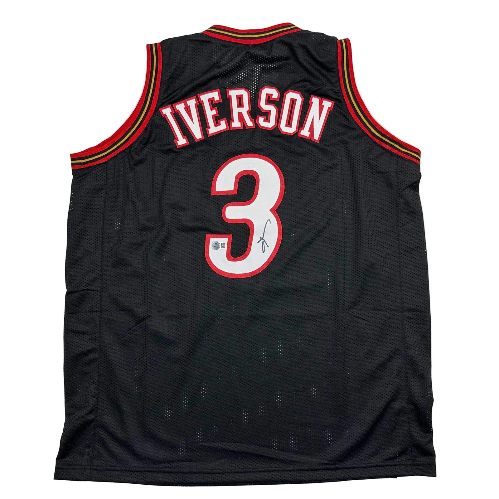 Autographed/Signed Allen Iverson Philadelphia Black Basketball Jersey BAS COA