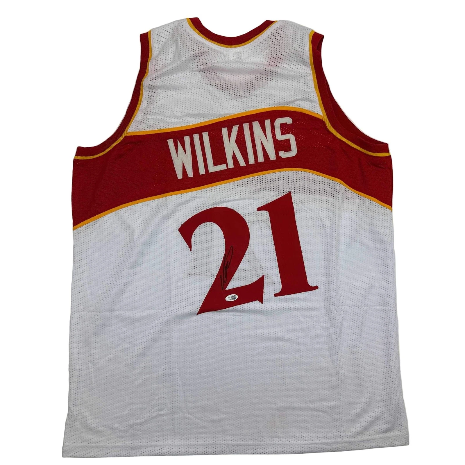 Autographed/Signed DOMINIQUE WILKINS Atlanta White Basketball Jersey PSA/DNA COA