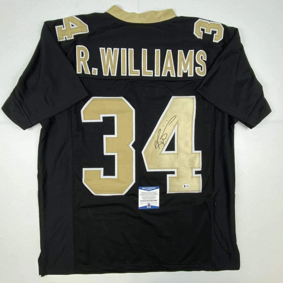 Autographed/Signed RICKY WILLIAMS New Orleans Black Jersey Beckett BAS COA Auto