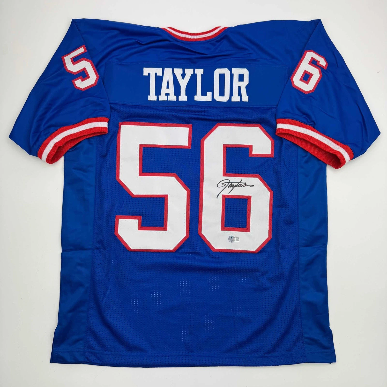 Autographed/Signed LAWRENCE TAYLOR New York Blue Football Jersey JSA COA Auto