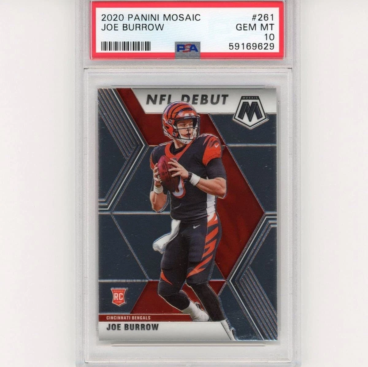 Graded 2020 Panini Mosaic JOE BURROW #261 Rookie Football Card PSA 10 Gem Mint