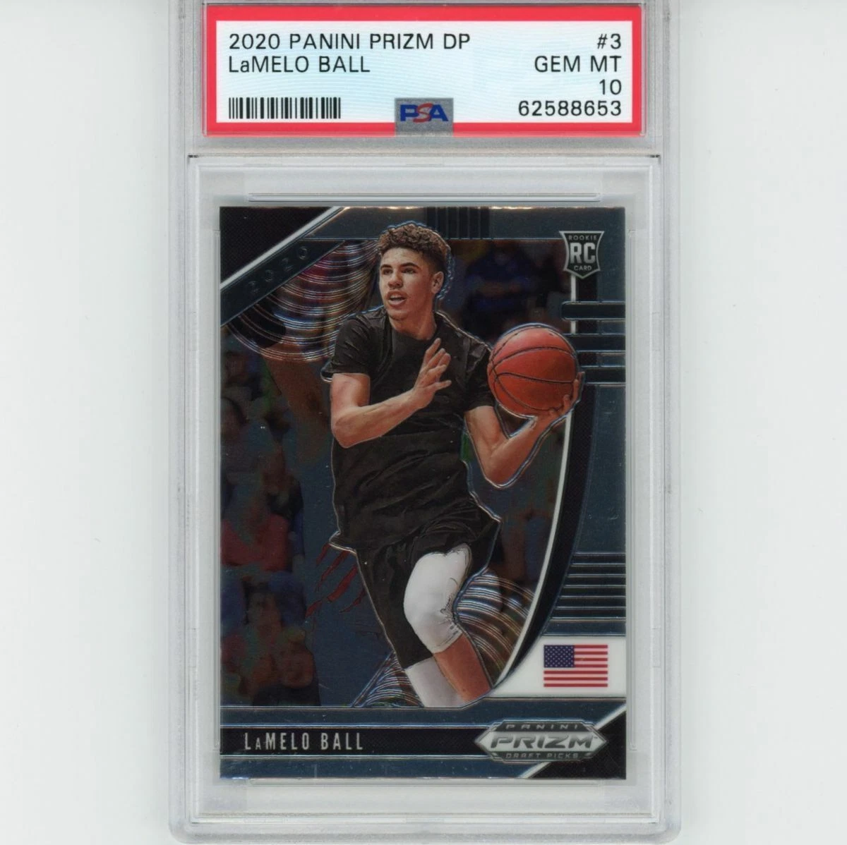 Graded 2020-21 Panini Prizm DP LAMELO BALL #3 Rookie RC Basketball Card PSA 10
