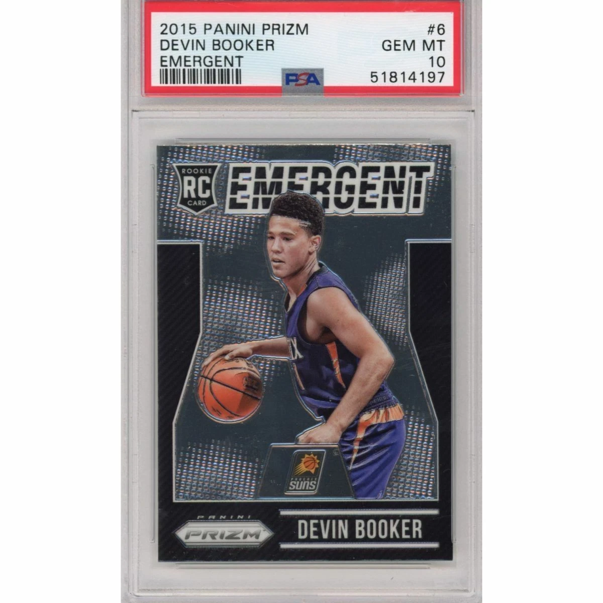 Graded 2015-16 Panini Prizm DEVIN BOOKER #6 Emergent Rookie Card PSA 10 Mint
