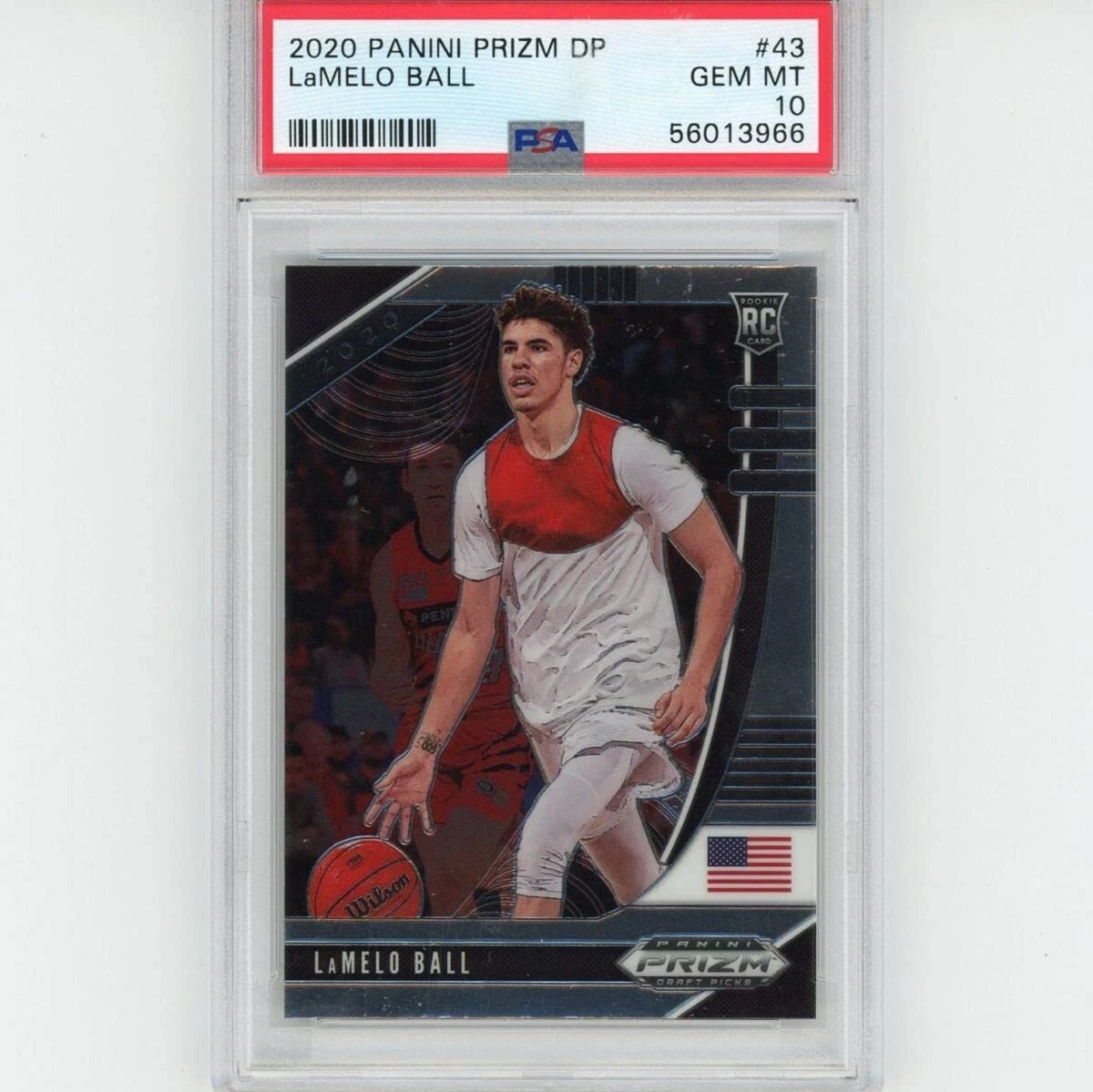 Graded 2020-21 Panini Prizm LAMELO BALL #43 Rookie RC Basketball Card PSA 10