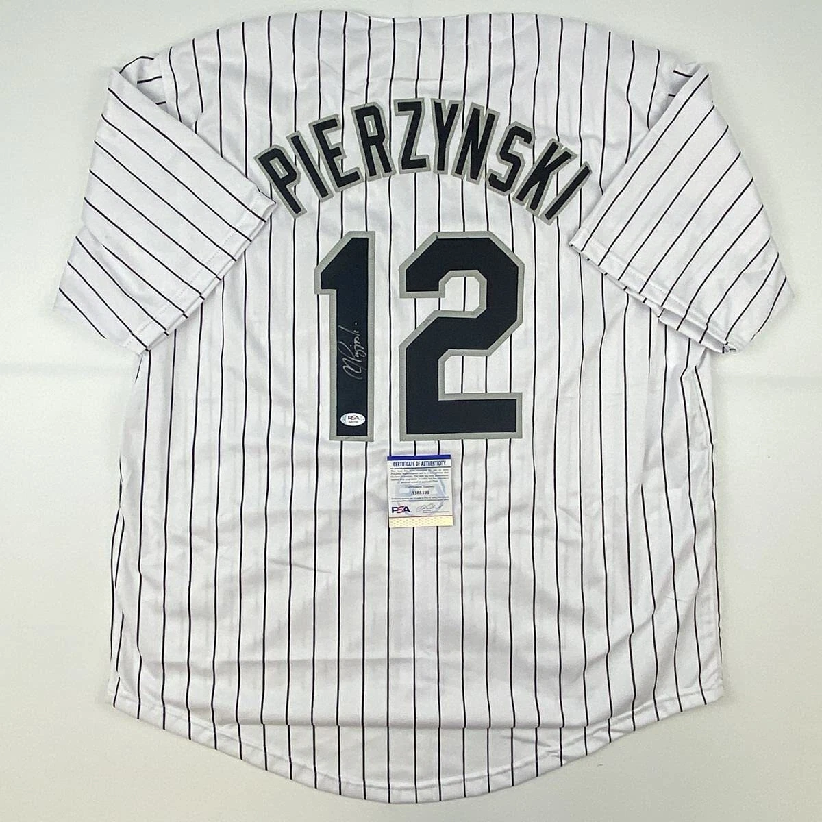 Autographed/Signed AJ A.J. PIERZYNSKI Chicago Pinstripe Baseball Jersey PSA COA