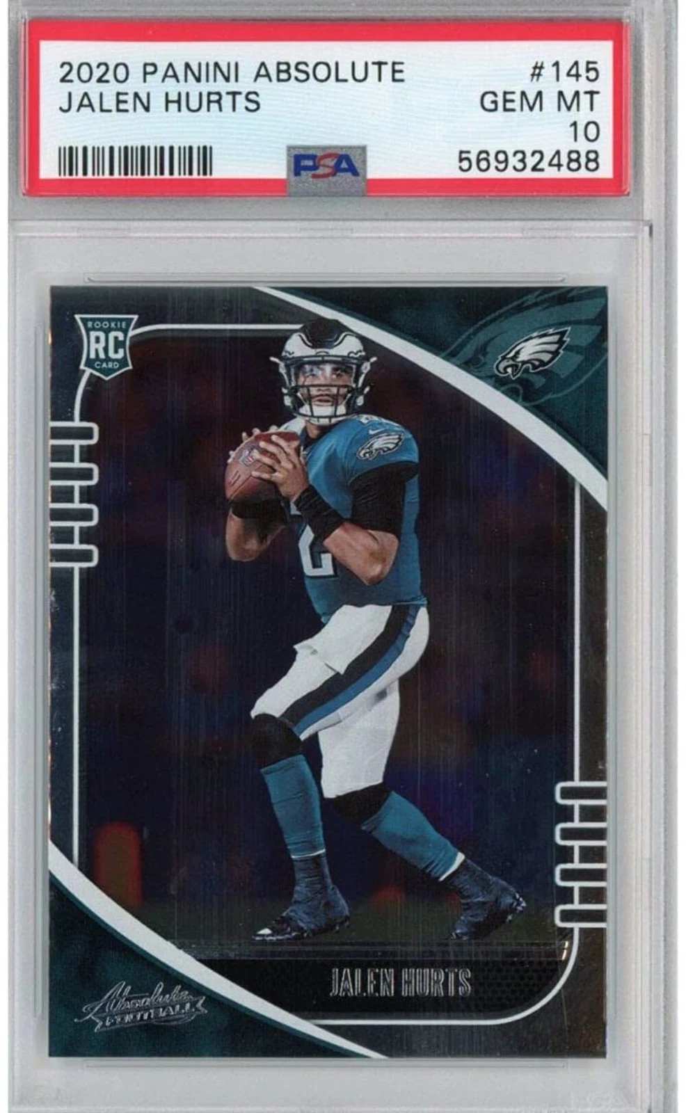 Graded 2020 Panini Absolute JALEN HURTS #145 Rookie RC Card PSA 10 Gem Mint