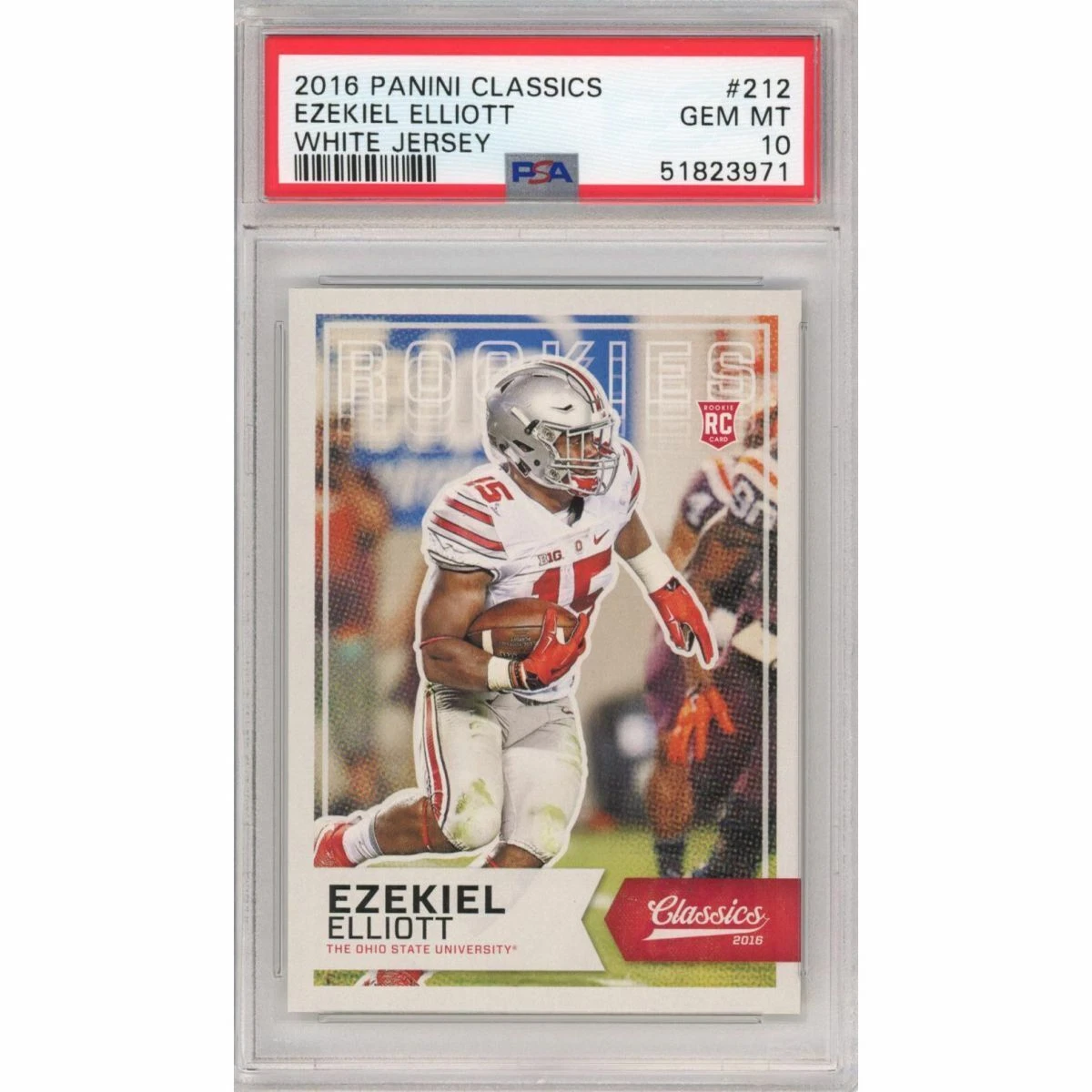 Graded 2016 Panini Classics EZEKIEL ELLIOTT #212 Rookie RC Football Card PSA 10