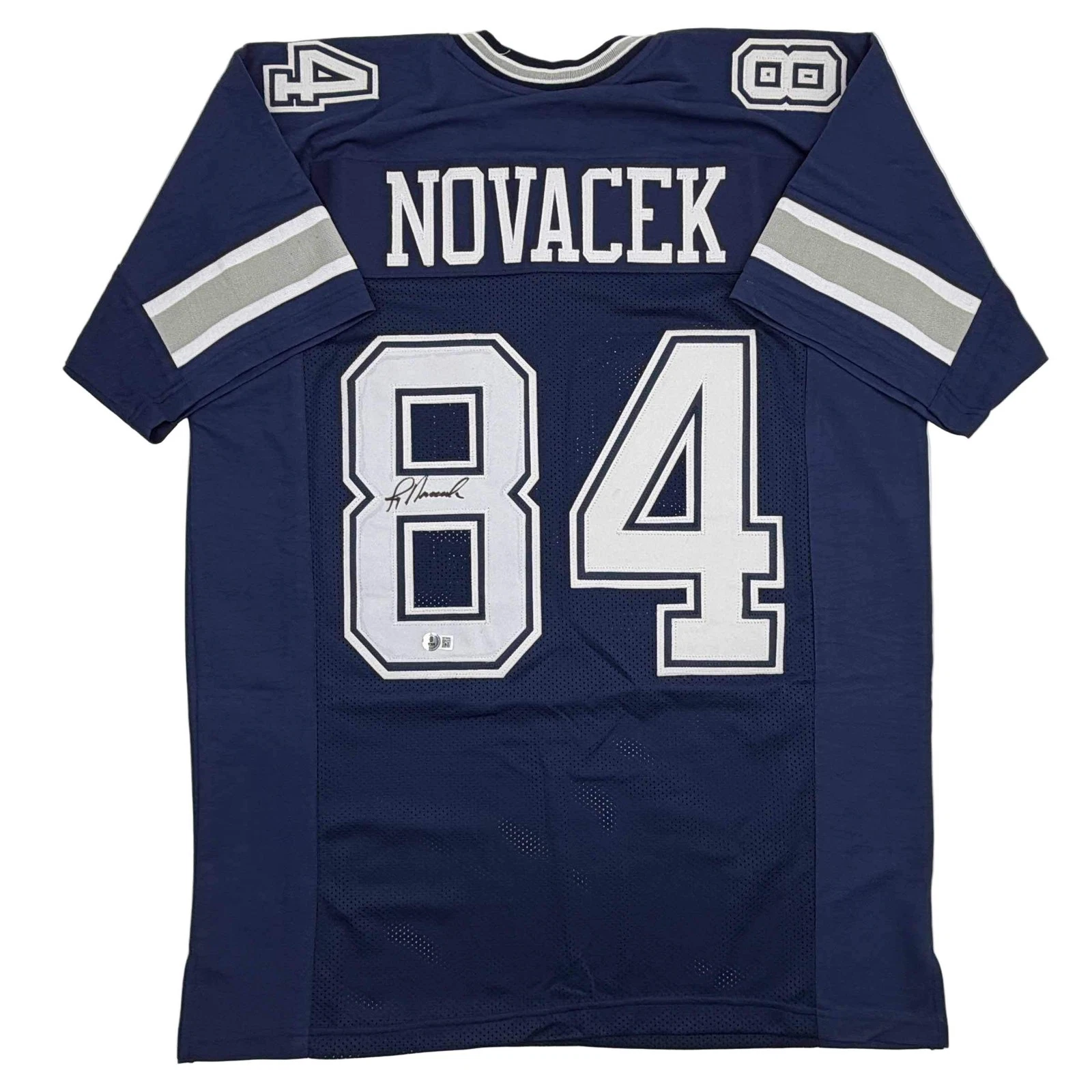 Autographed/Signed JAY NOVACEK Dallas Dark Blue Football Jersey JSA COA Auto