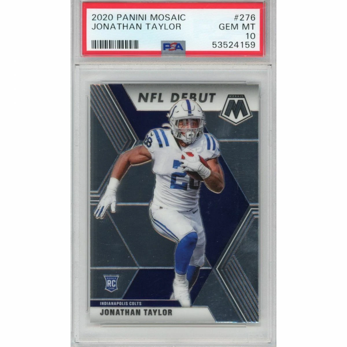 Graded 2020 Panini Mosaic JONATHAN TAYLOR #276 Rookie RC Football Card PSA 10