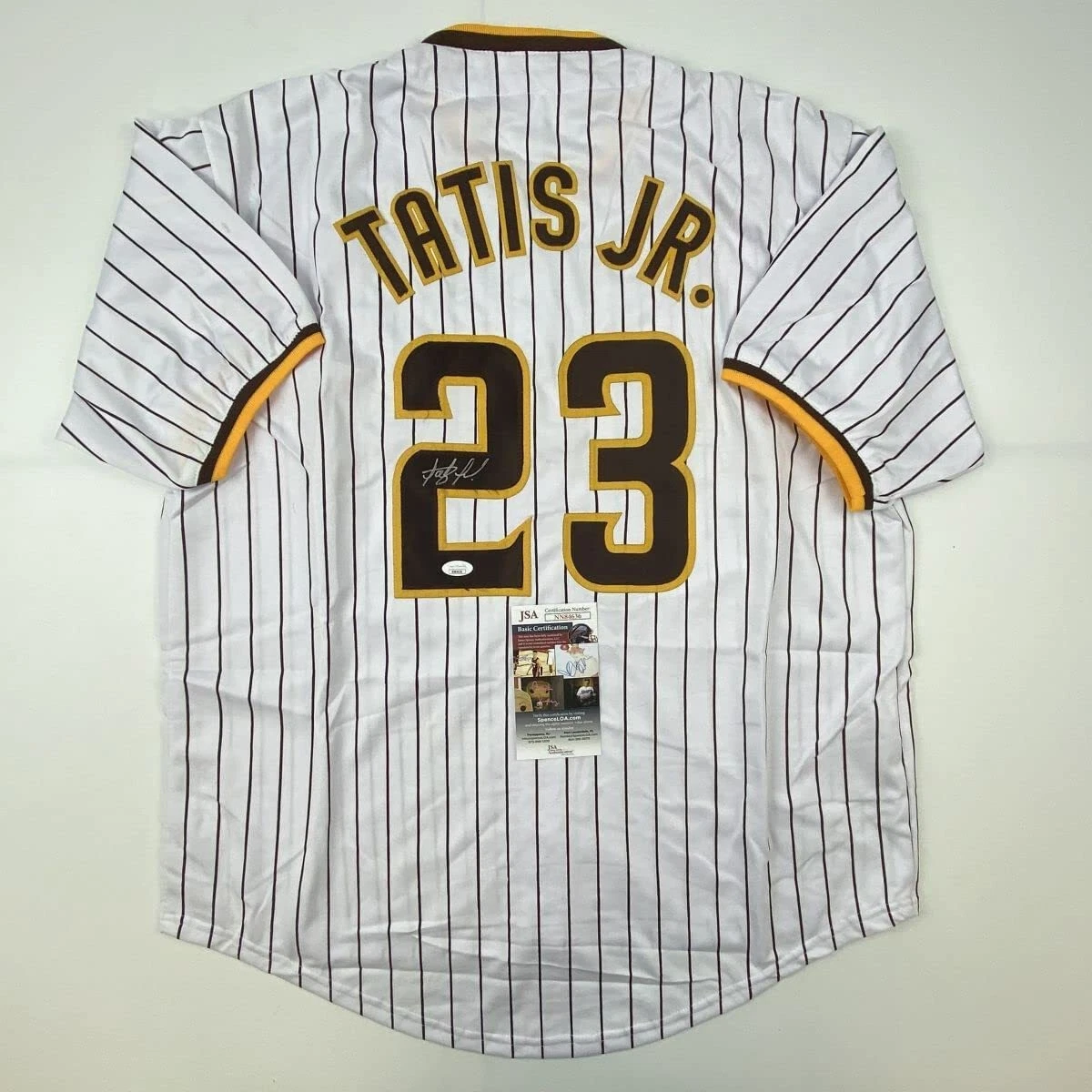 Autographed/Signed FERNANDO TATIS JR San Diego Pinstripe Baseball Jersey JSA COA