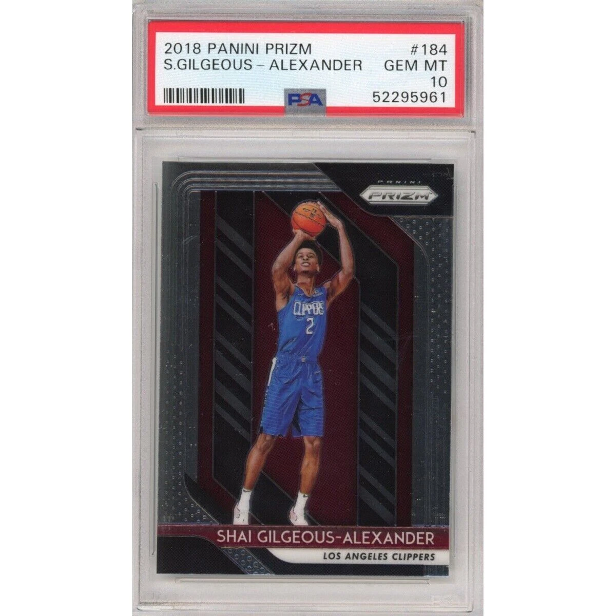 Graded 2018-19 Panini Prizm SHAI GILGEOUS-ALEXANDER #184 Rookie Card PSA 10