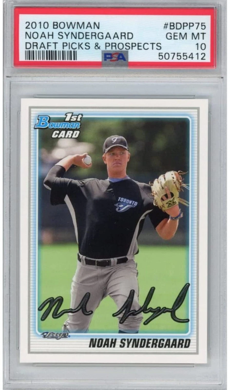 Graded 2010 Bowman Draft Picks NOAH SYNDERGAARD #BDPP75 Rookie Card PSA 10 Mint