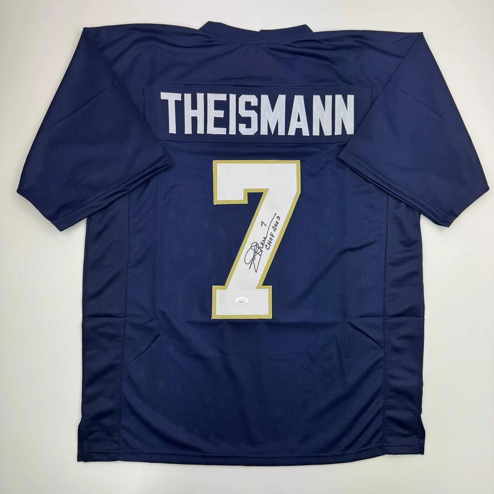 Autographed/Signed JOE THEISMANN CHOF 2003 Notre Dame College Jersey JSA COA