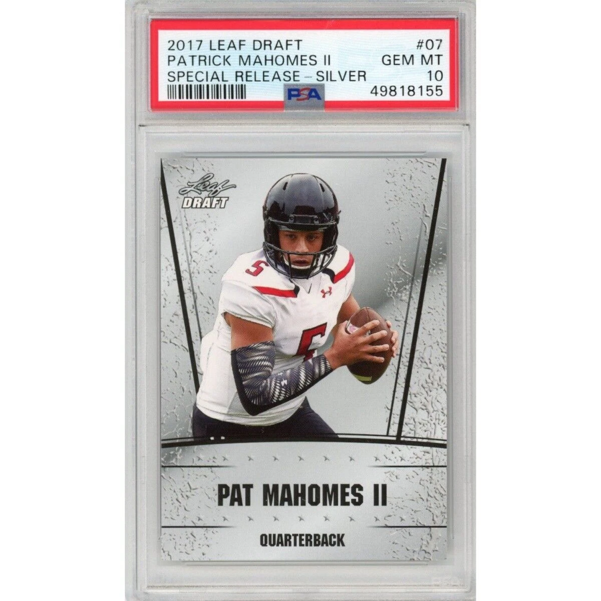 Graded 2017 Leaf Draft PATRICK MAHOMES II #07 Special Release Rookie Card PSA 10
