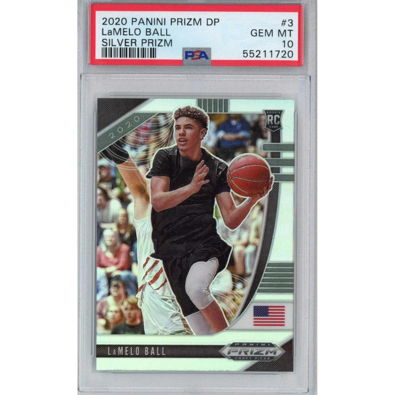 Graded 2020-21 Panini Prizm Draft Picks LaMelo Ball #3 Silver Rookie Card PSA 10