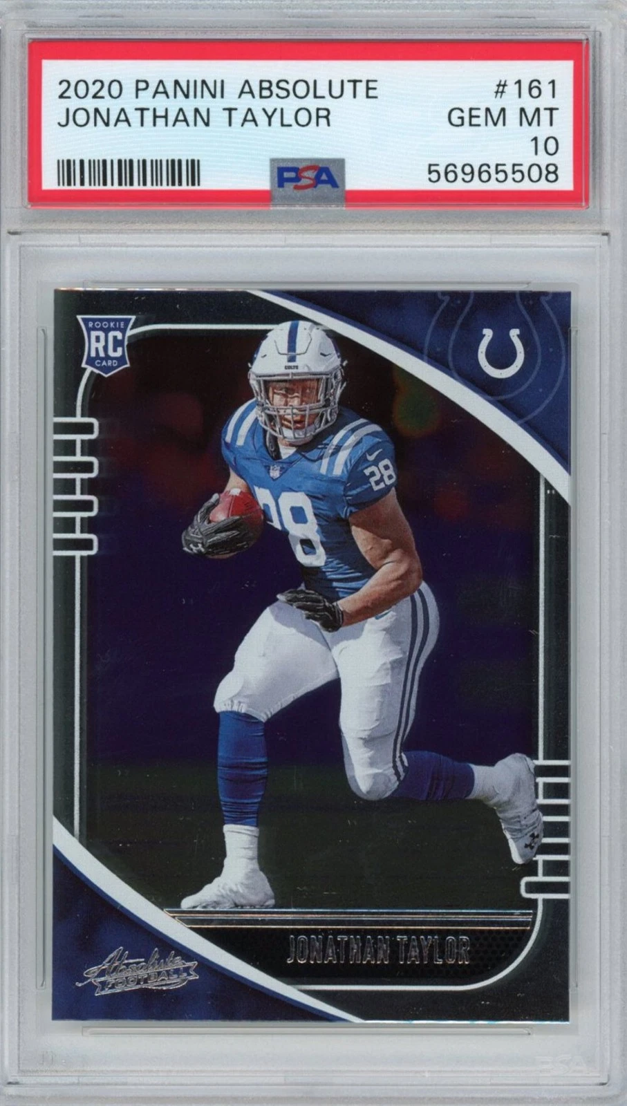 Graded 2020 Panini Absolute Jonathan Taylor #161 Rookie RC Football Card PSA 10