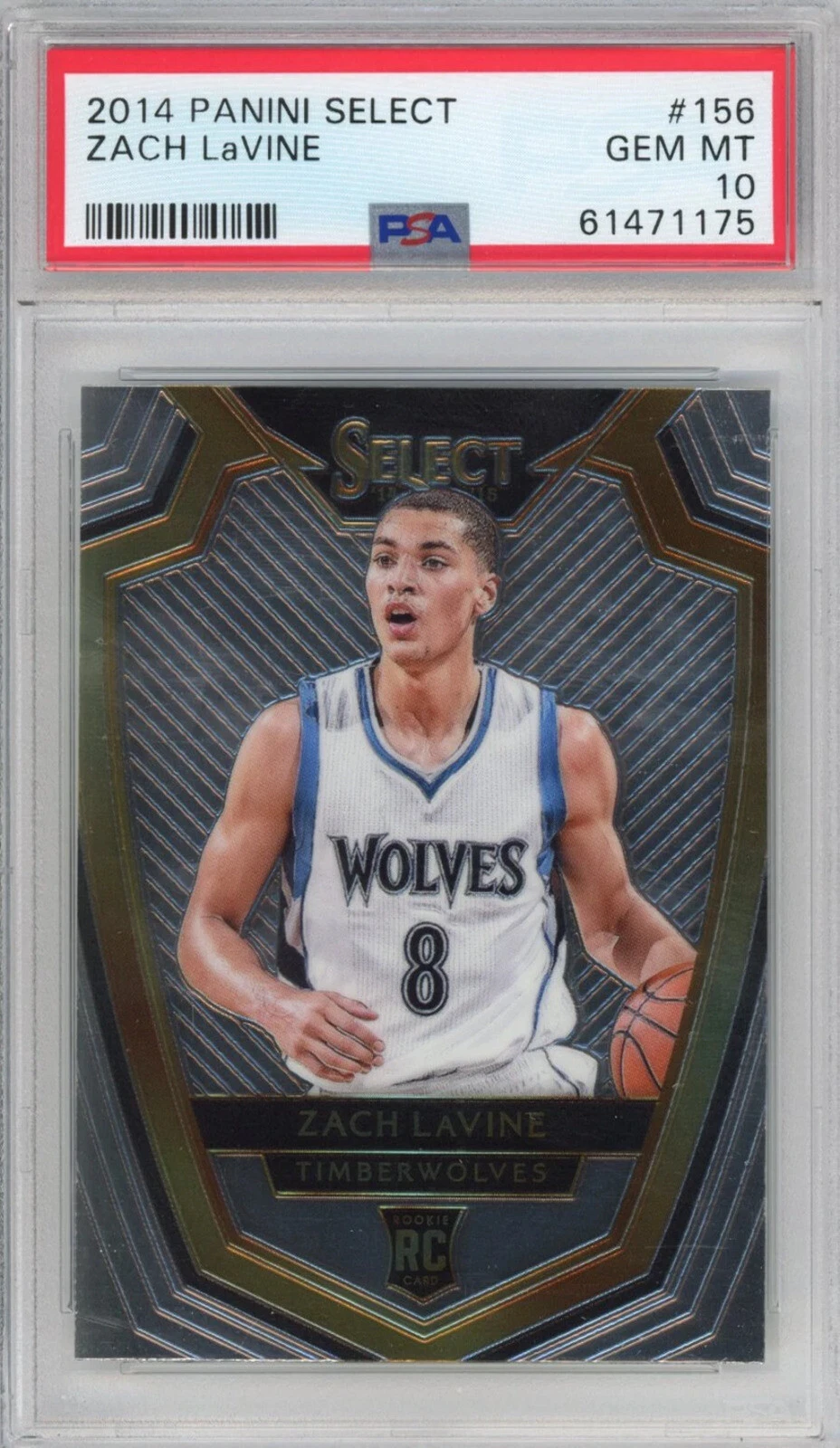 Graded 2014-15 Panini Select Zach LaVine #156 Rookie RC Basketball Card PSA 10