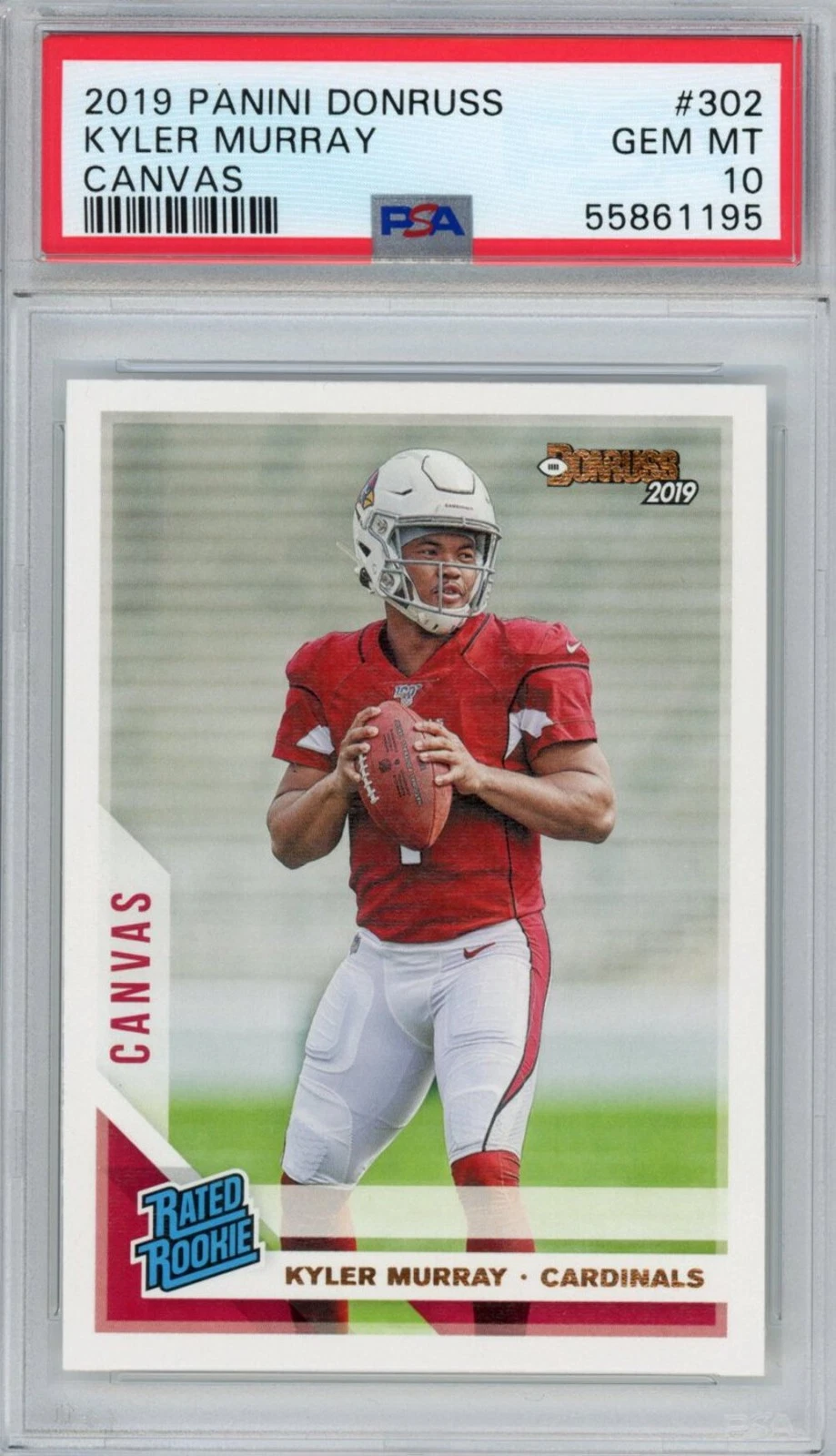 Graded 2019 Panini Donruss Kyler Murray #302 Canvas Rookie Football Card PSA 10