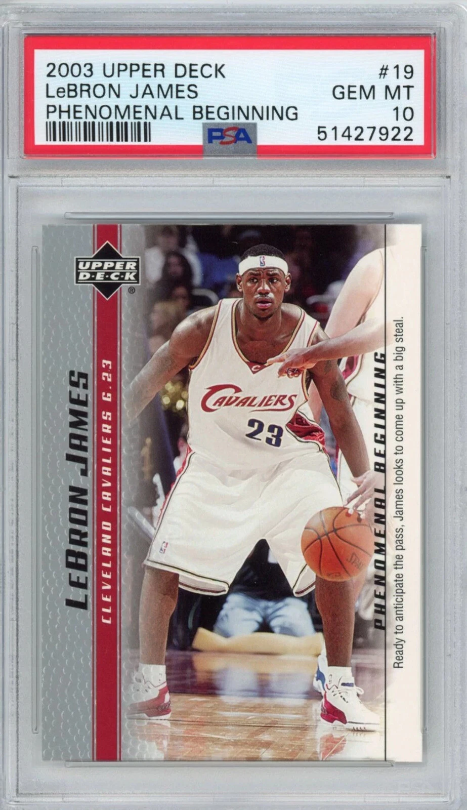 Graded 2003-04 UD LeBron James #19 Phenomenal Beginning Rookie Card PSA 10