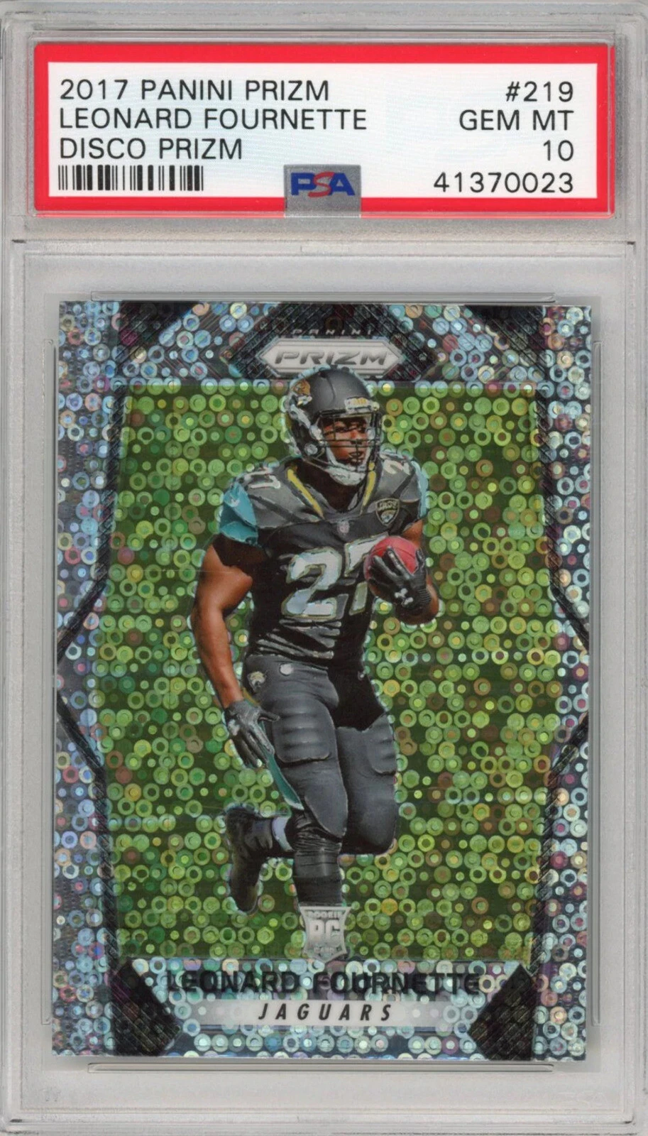 Graded 2017 Panini Prizm Leonard Fournette #219 Disco Rookie RC Card PSA 10