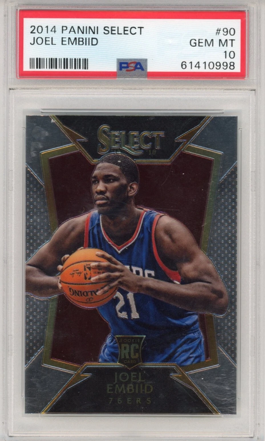 Graded 2014-15 Panini Select Joel Embiid #90 Rookie RC Basketball Card PSA 10