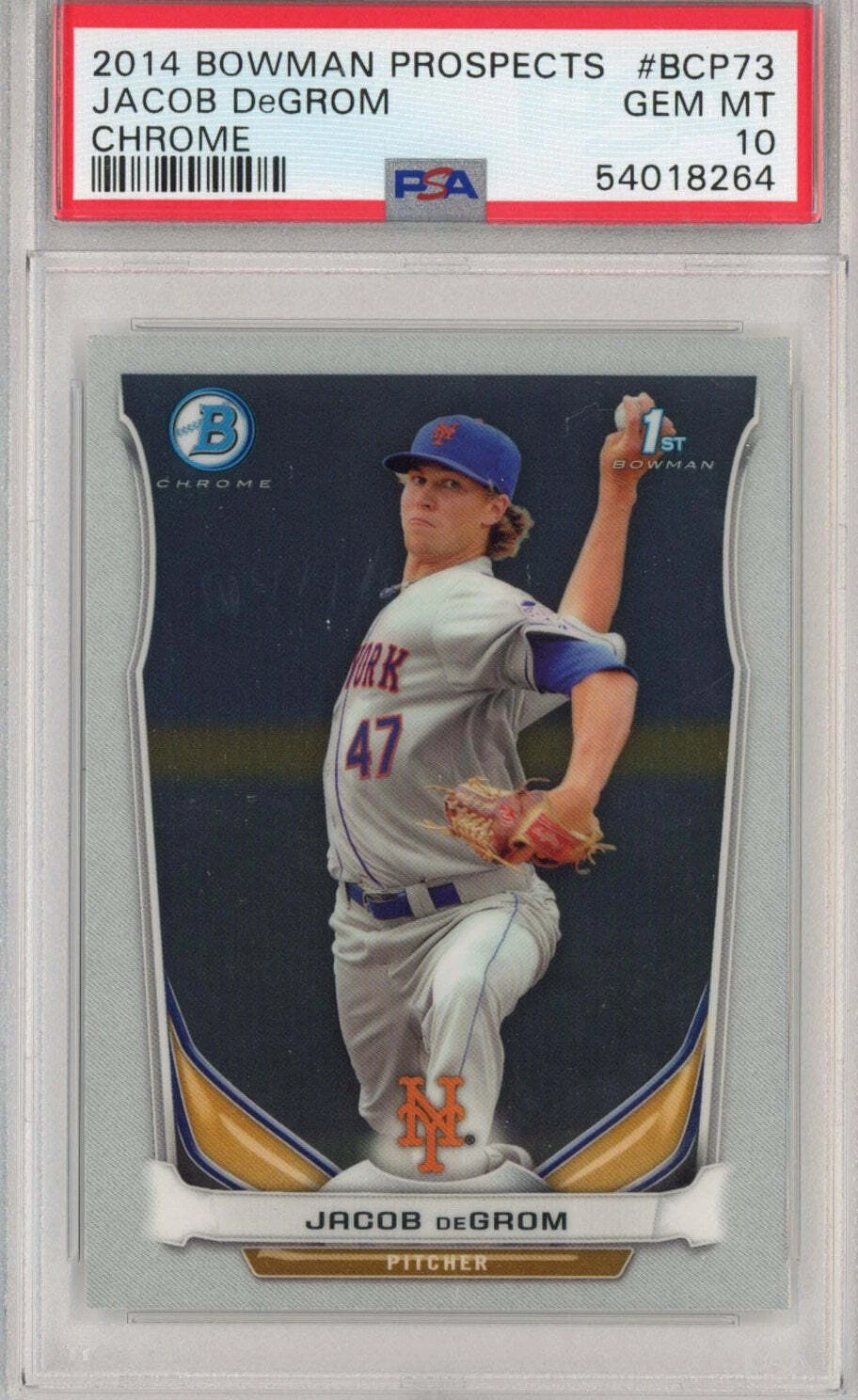 Graded 2014 Bowman Chrome Prospects Jacob DeGrom #BCP73 Rookie Card PSA 10