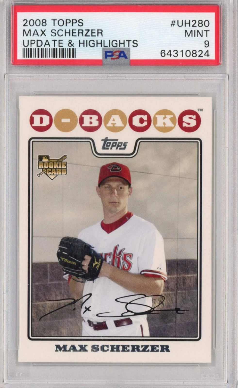 Graded 2008 Topps Update & Highlights Max Scherzer #UH280 Rookie RC Card PSA 9