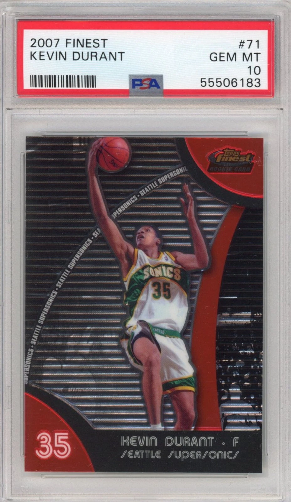 Graded 2007-08 Topps Finest Kevin Durant #71 Rookie RC Basketball Card PSA 10