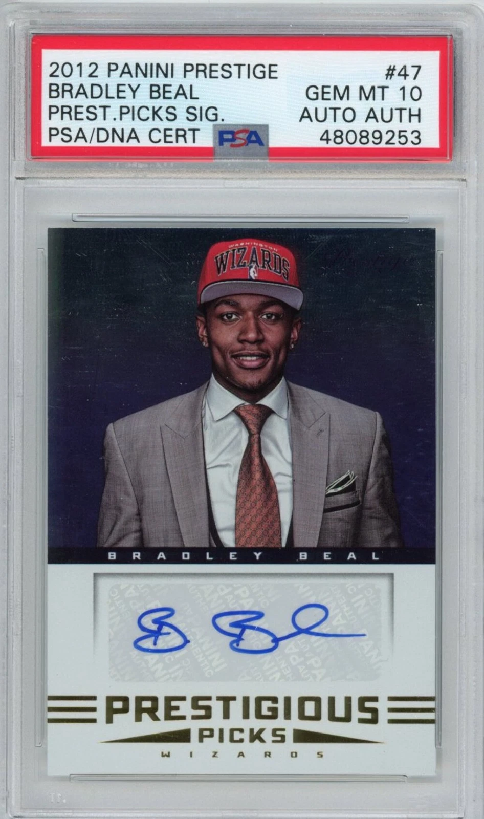 Graded 2012-13 Panini Prestige Bradley Beal #47 Auto Rookie RC Card PSA 10 Mint