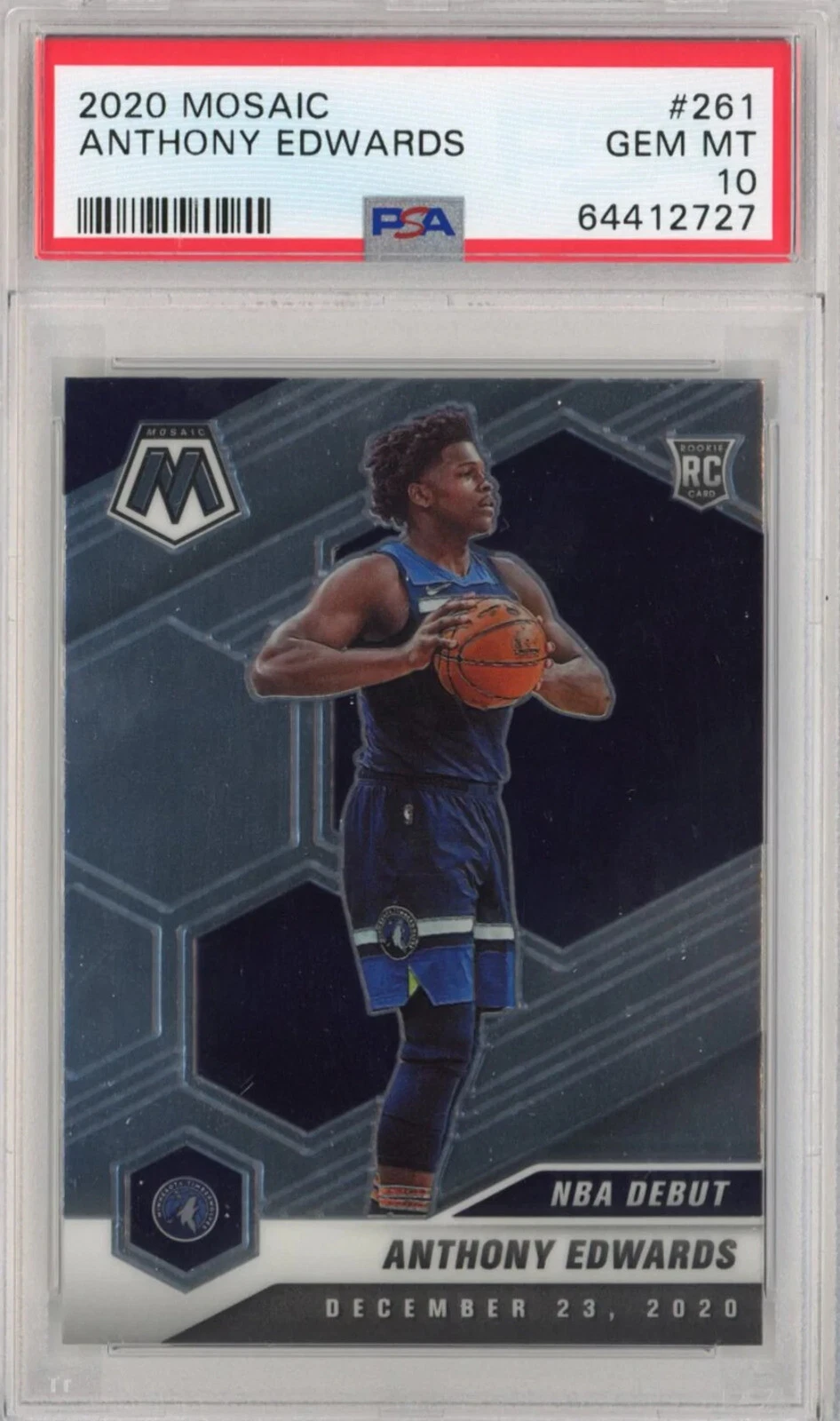 Graded 2020-21 Panini Mosaic Anthony Edwards #261 Rookie RC Card PSA 10 Gem Mint