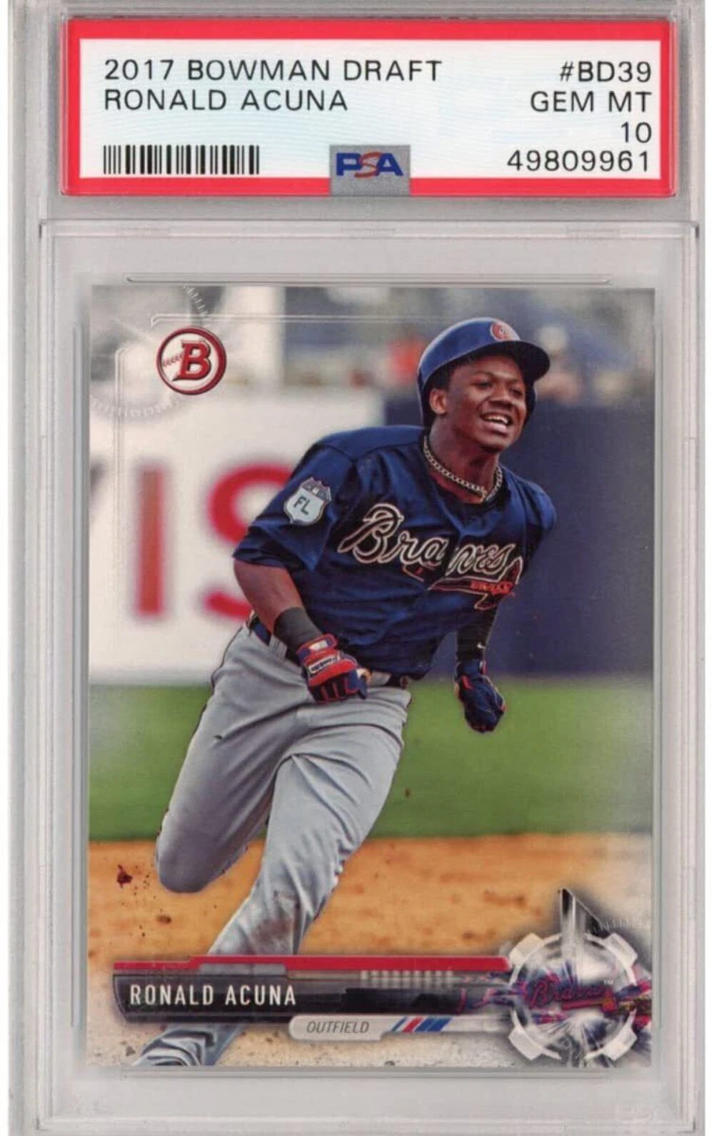 Graded 2017 Bowman Draft Ronald Acuna Jr. #BD39 Rookie RC Baseball Card PSA 10