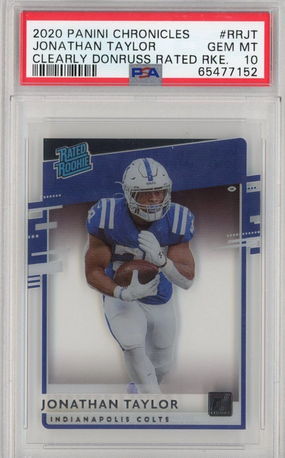 Graded 2020 Chronicles Jonathan Taylor #RRJT Clearly Rated Rookie Card PSA 10