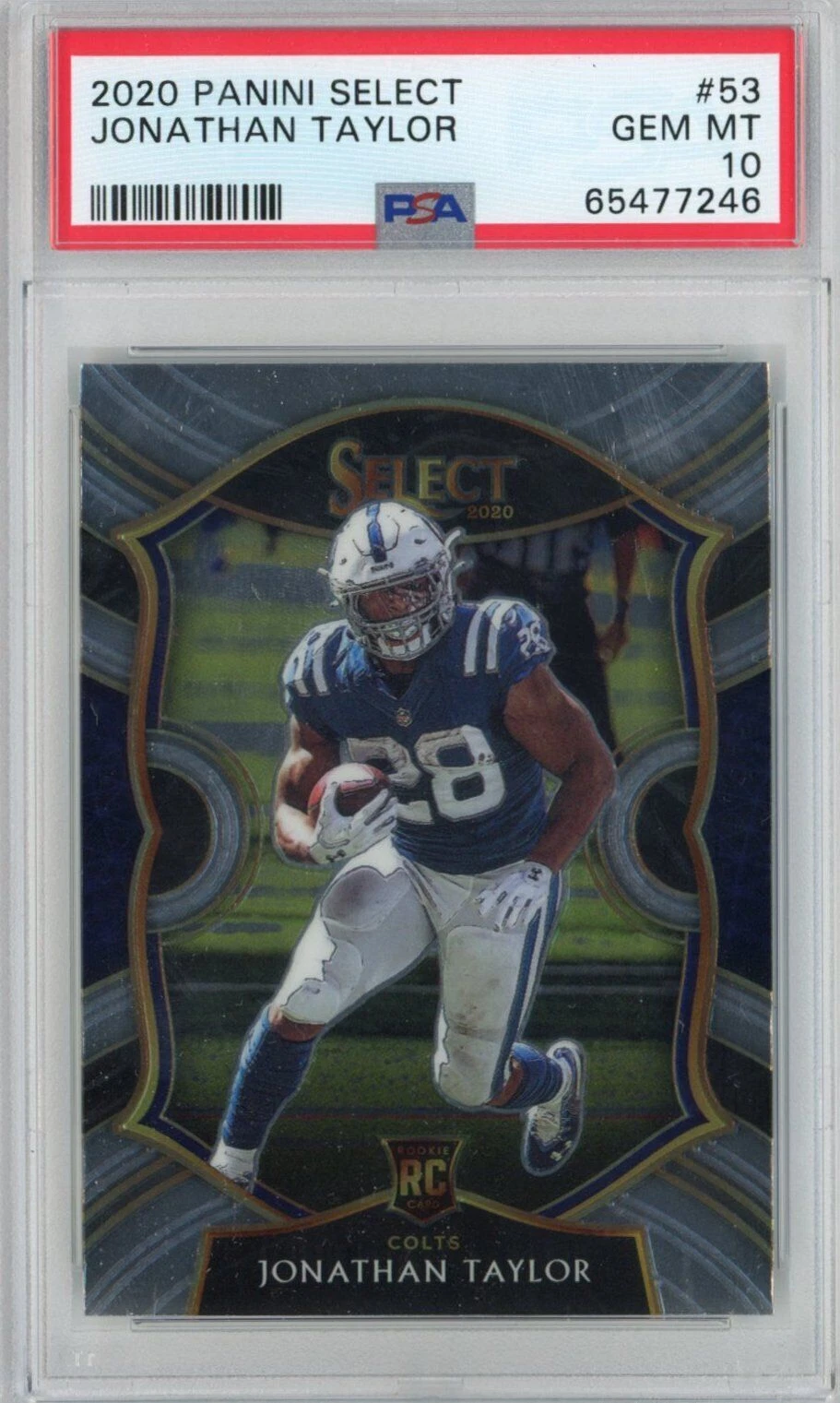 Graded 2020 Panini Select Jonathan Taylor #53 Concourse Rookie Card PSA 10 Mint