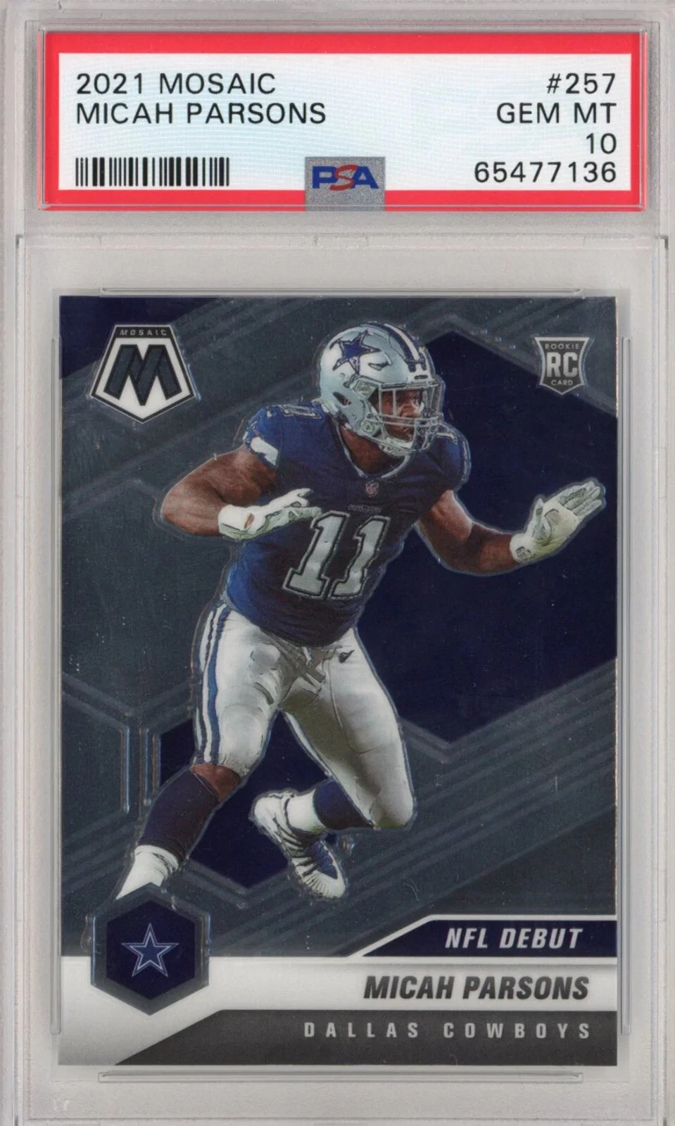 Graded 2021 Panini Mosaic Micah Parsons #257 Rookie RC Football Card PSA 10 Mint