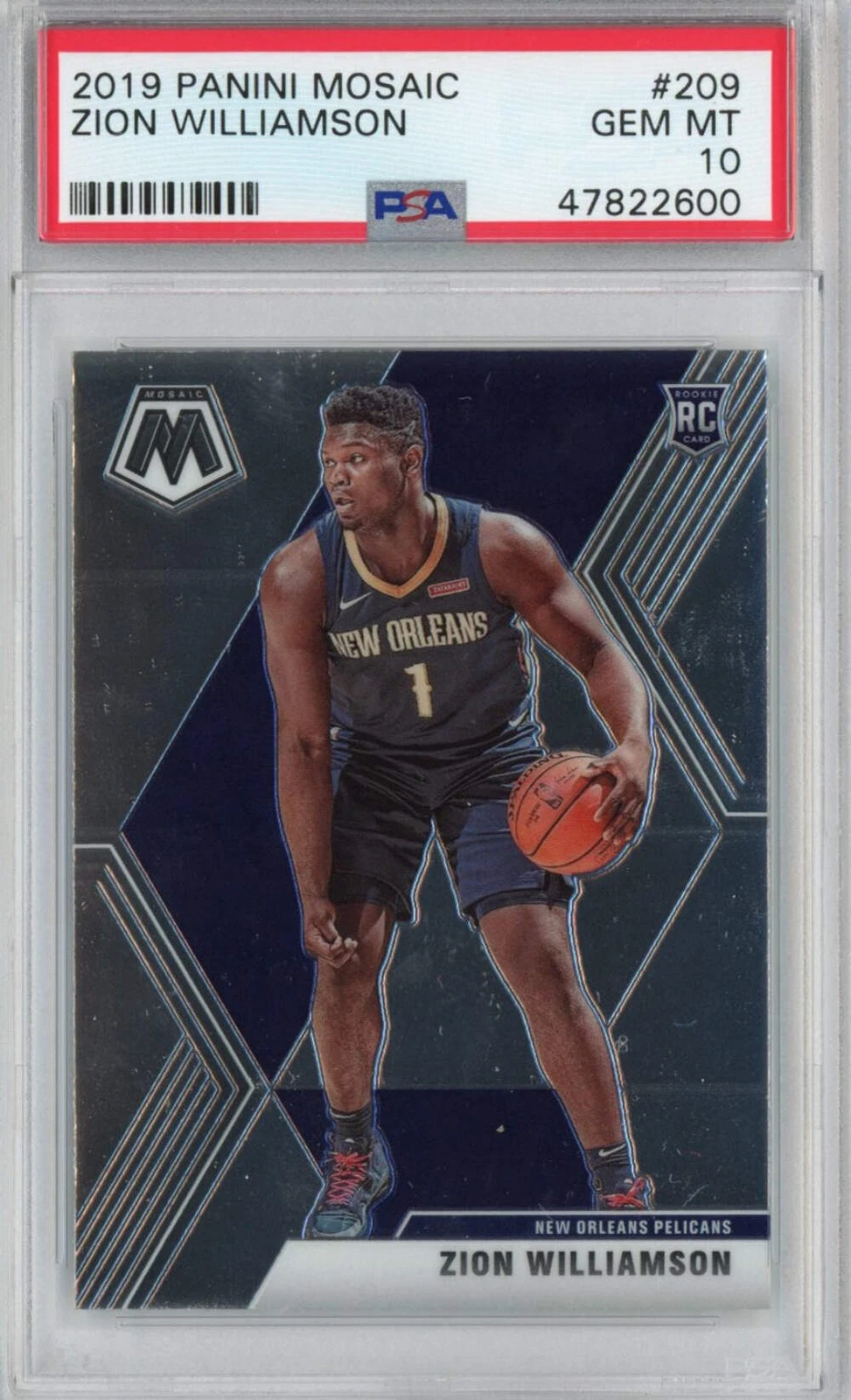 Graded 2019-20 Panini Mosaic Zion Williamson #209 Rookie RC Card PSA 10 Mint