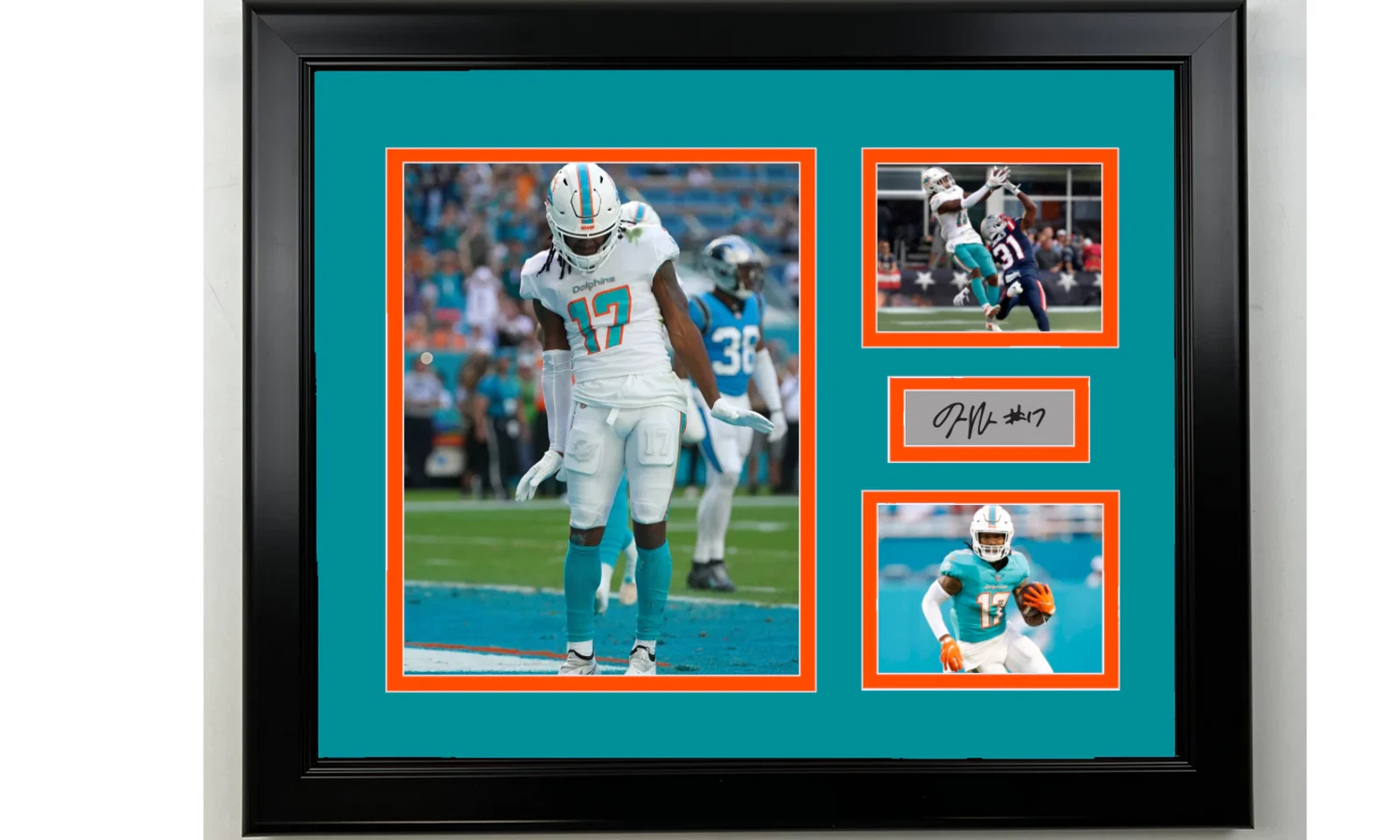 Framed Jaylen Waddle Dolphins Facsimile Signature Football Collage