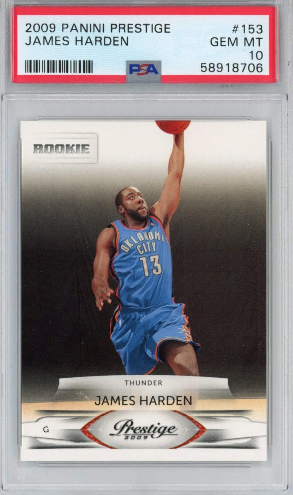 Graded 2009-10 Panini Prestige James Harden #153 Rookie RC Card PSA 10 Gem Mint