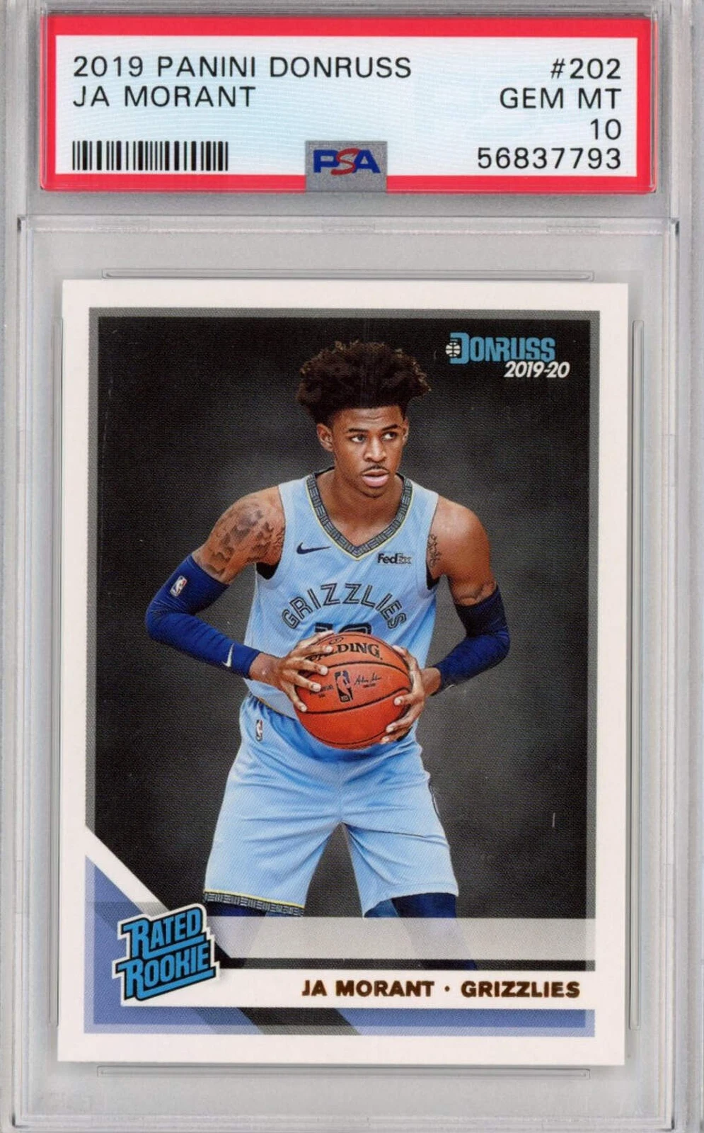 Graded 2019-20 Panini Donruss Ja Morant #202 Rated Rookie RC Card PSA 10 Mint