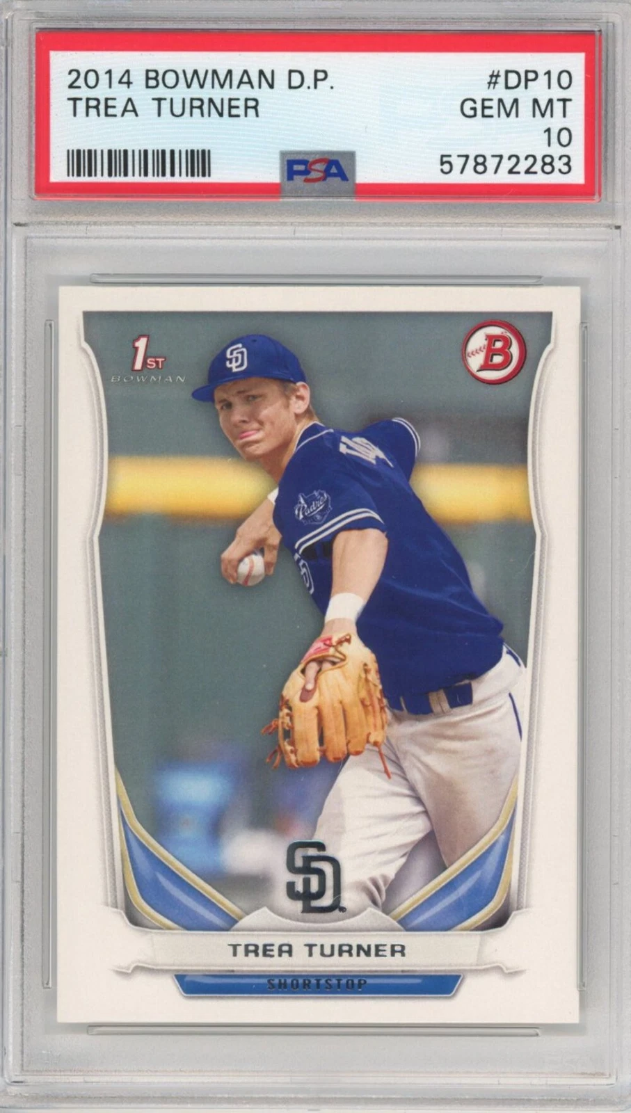 Graded 2014 Bowman Draft Picks Trea Turner #DP10 Rookie RC Baseball Card PSA 10